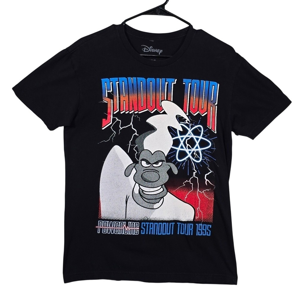 Disney Powerline Standout Tour 1995 T-Shirt Mens Small Black A Goofy Movie Tee